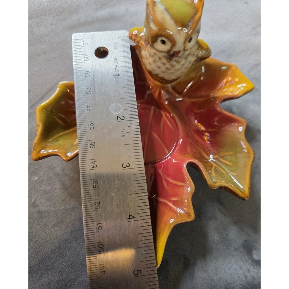 Owl Candle Holder‎ Bird Sitting On Leaf Fall Decor